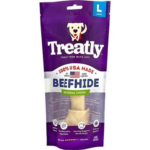 Treatly, Treatly 100% Usa Beefhide Bone W/Header Card, 9 IN-1 Pack,Natural
