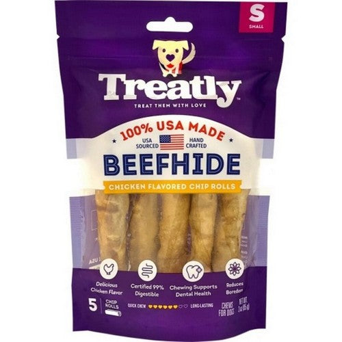 Treatly 100% Usabeefhide Chip Rolls 5 IN-5 Pack,Chicken by Treatly