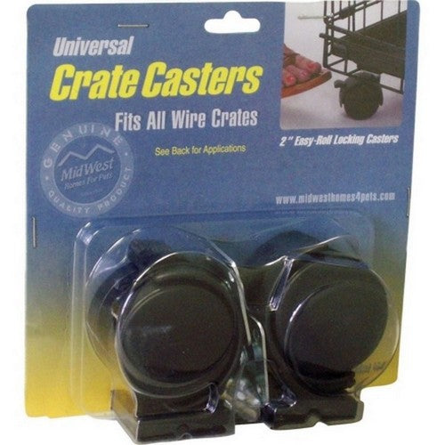Midwest Homes, Dog Crate Casters, 2 Pack,Black