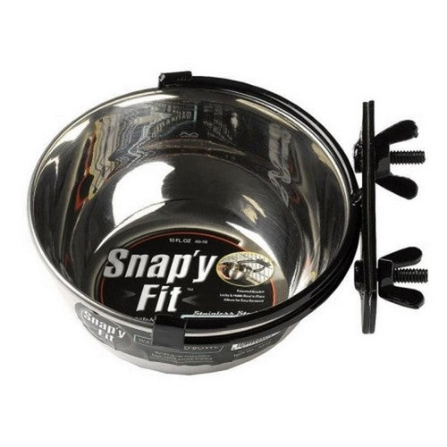 Midwest Homes, Snap'Y Fit Dog Bowl, 10 Oz, Stainless Steel