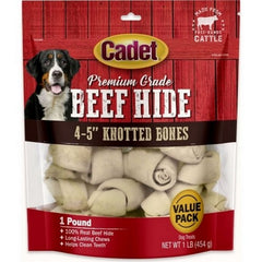 Cadet Premium Grade Knotted Rawhide Bones 4-5 IN-1 Lbs,Natural by C&S