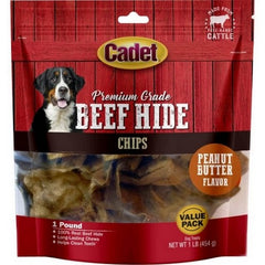 Cadet Premium Grade Rawhide Chips 1 Lbs,Peanut Butter B by C&S