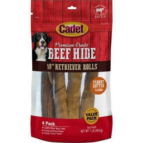 Cadet Premium Grade Retriever Rawhide Rolls 10 IN-1 Lbs,Peanut Butter by C&S