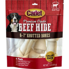 Cadet Premium Grade Knotted Rawhide Bones 6-7 IN-1 Lbs,Natural by C&S