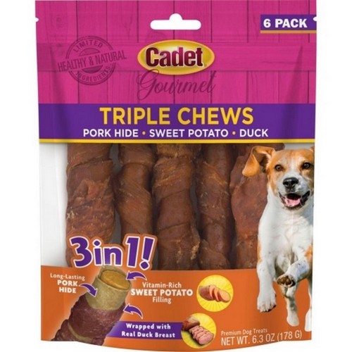 Cadet Gourmet Triple Chews 6 Pack,Pork/Sweet Pota by C&S