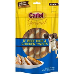 Cadet Gourmet Rawhide Twists 8 IN-6 Pack,Chicken by C&S