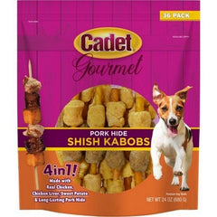 Cadet Gourmet Porkhide Shish Kabobs 4 In 1 24 Oz / 36 Pack, Chicken/Chicken by C&S