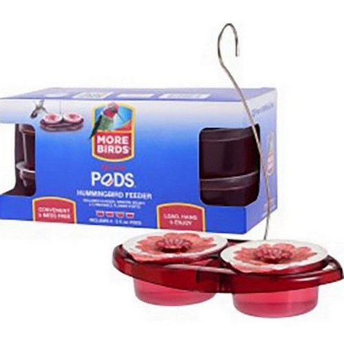 More Birds Pods Rtu Gemini Hummingbird Feeder 3 Oz / 2 Pack, Red by More Birds