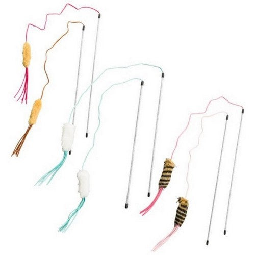 Pup Ice, Spot Leather Strand Teaser Wand, 44 IN-6 PC,Assorted