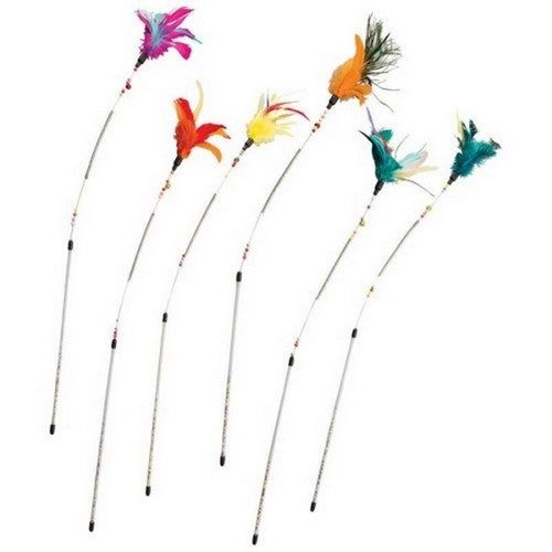 Pup Ice, Spot Spring Coil Teaser Wand, 26 IN-6 PC,Assorted