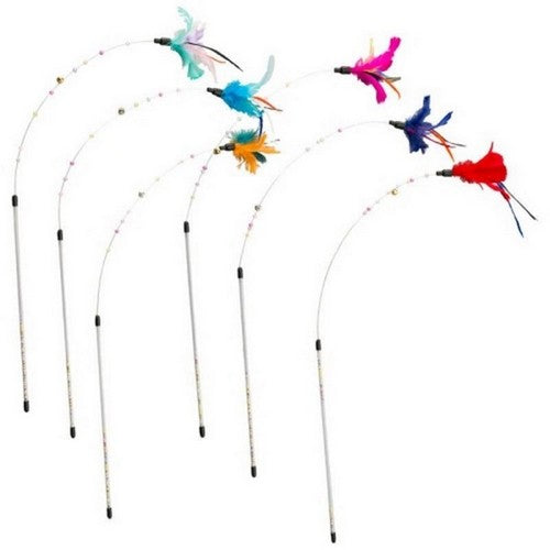 Pup Ice, Spot Wire & Beads Teaser Wand, 30 IN-6 PC,Assorted
