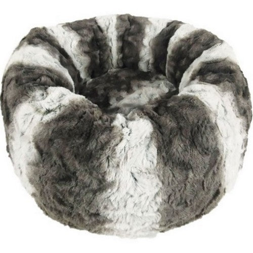 Pup Ice, Sleep Zone Faux Fur Round Bed, 19 Inches, Gray