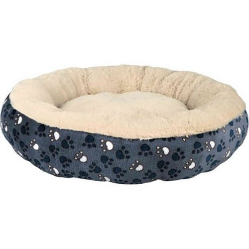Pup Ice, Sleep Zone Scattered Paws Round Bed, 20 Inches, Slate