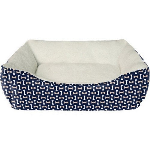 Pup Ice, Sleep Zone Tossed Bones Bed, 20 Inches, Navy