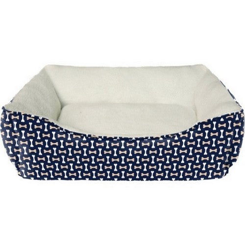 Pup Ice, Sleep Zone Tossed Bones Bed, 30 Inches, Navy