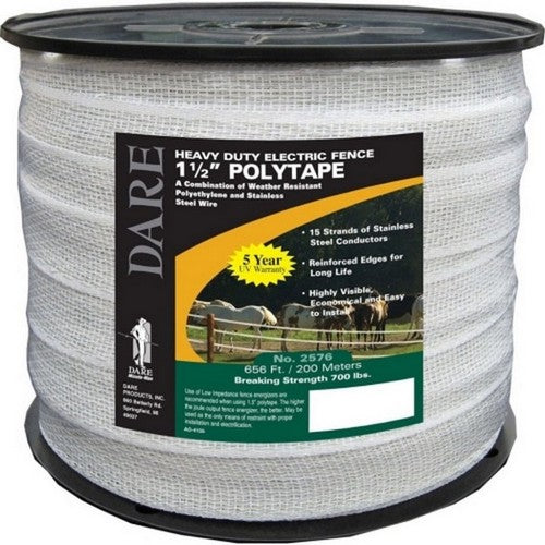 Dare Equine Fencing Polytape 1.5 IN X 656 Feet,White by Dare