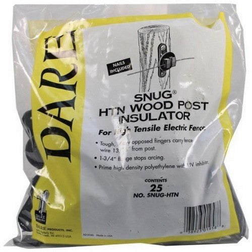 Dare, Snug Wood Post Insulator, 25 Pack,Black