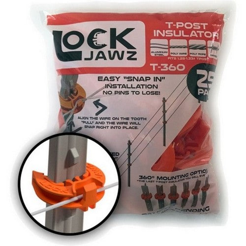 Dare, Dare Lockjawz T-Post Insulator, 25 Pack,Orange
