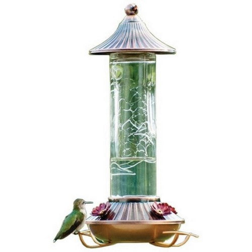 Embossed Glass Hummingbird Feeder 14 Oz, Bronze by Audubon