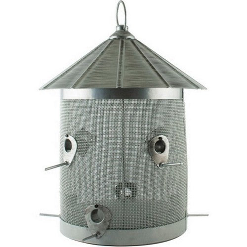 Rustic Farmhouse Galvanized Silo Combo Feeder 10 LB CAP,Nickel by Audubon