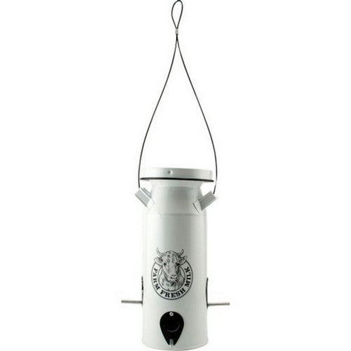 Audubon, Milkhouse Vintage Can Seed Feeder, 4 LB CAP,White