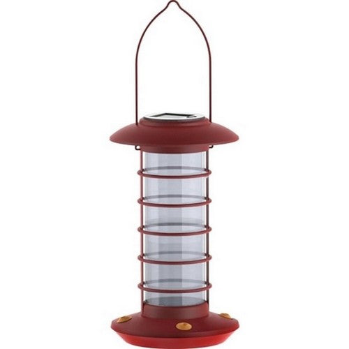 Modern Farmhouse Solar Light Hummingbird Feeder 24 Oz CAP, Red by Audubon