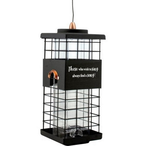 Modern Farmhouse Motivational Seed Feeder 2 LB CAP,Black by Audubon