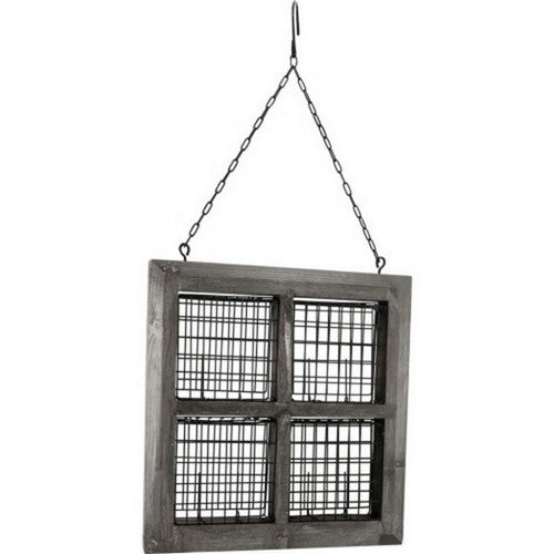 Modern Farmhouse Barn Window Feeder 4 CAKE CAP,Gray by Audubon