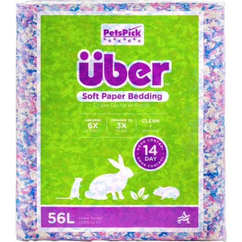 Uber, Uber Soft Paper Pet Bedding, 56 L,Confetti