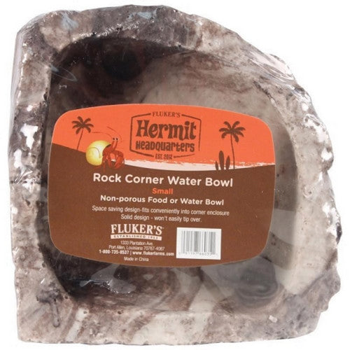 Fluker's, Hermit Headquarters Hermit Crab Rock Corner Bowl, Small,Gray