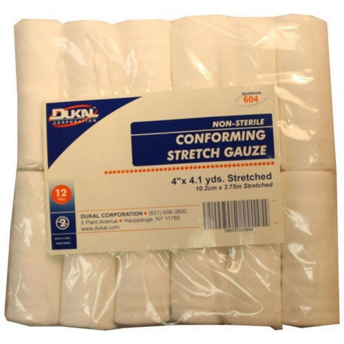 Dukal, Non-Sterile Conforming Stretch Gauze, 4 IN X 4.1 YD,White