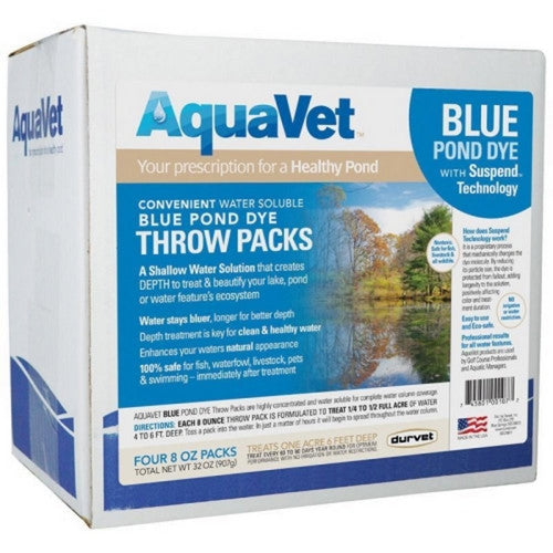 Aquavet, Aquavet Pond Dye W/Suspend Technology, 8 Oz / 4 Pack, Blue