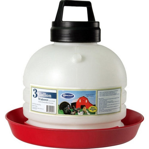 Farm-Tuff, Farm-Tuff Top Fill Poultry & Game Bird Fountain, 3 Gallons,Opaque/Red