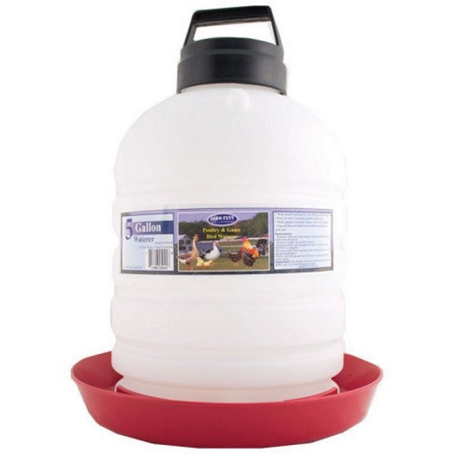 Farm-Tuff, Farm-Tuff Top Fill Poultry & Game Bird Fountain, 5 Gallons,Opaque/Red