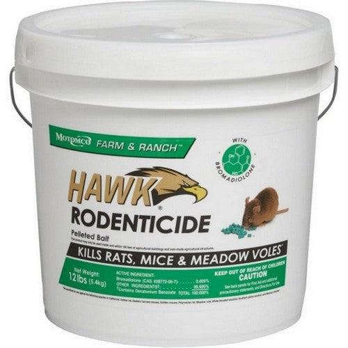 Hawk, Hawk Rodenticide Pelleted Bait Pail, 12 Lbs