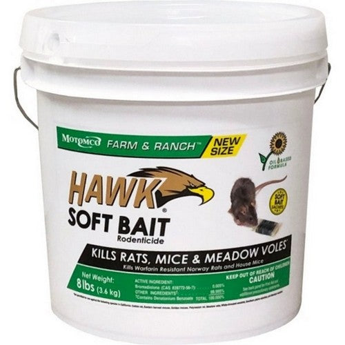 Hawk, Hawk Soft Bait Rodenticide Pail, 8 Lbs