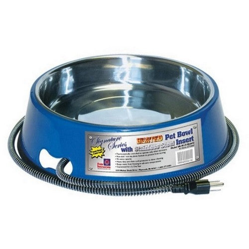 Stainless Steel Heated Pet Bowl Round 3 QT-40 Watt,Blue by Farm Innovators