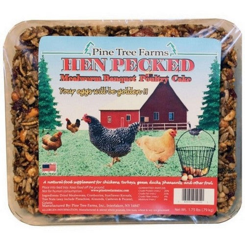 Pine Tree Farms, Hen Pecked Mealworm Banquet Poultry Cake, 1.75 Lbs