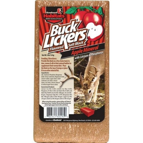 Evolved, Evolved Buck Lickers Flavored Salt Block, 4 Lbs,Apple