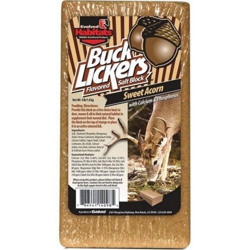 Evolved, Evolved Buck Lickers Flavored Salt Block, 4 Lbs,Acorn