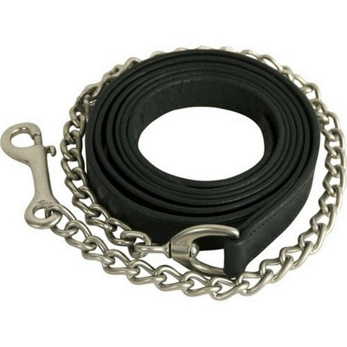 Gatsby, Gatsby Leather Lead W/30  Chain, 7.5 Feet  X  30 Inches, Black