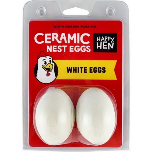 Happy Hen Treats, Happy Hen Ceramic Nest Eggs, 2 Pack,White