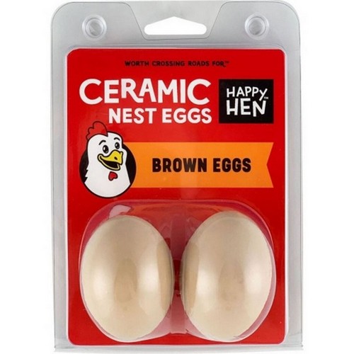 Happy Hen Treats, Happy Hen Ceramic Nest Eggs, 2 Pack,Brown