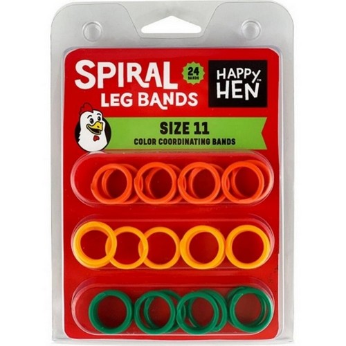 Happy Hen Treats, Happy Hen Spiral Leg Bands, SZ 11-24 Pack,Assorted