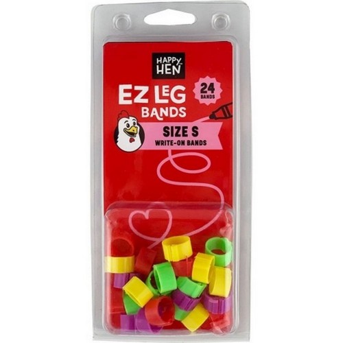 Happy Hen Treats, Happy Hen Ez Leg Bands Writable, Small-24 Pack,Assorted