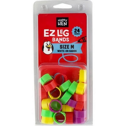 Happy Hen Treats, Happy Hen Ez Leg Bands Writable, Medium-24 Pack,Assorted