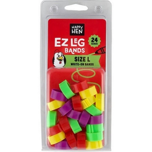 Happy Hen Treats, Happy Hen Ez Leg Bands Writable, Large-24 Pack,Assorted