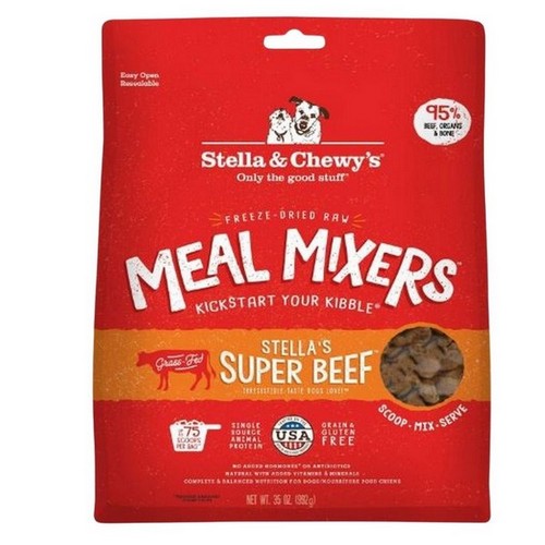 Freeze Dried Raw Super Beef Meal Mixer Dog Food Topper for Small & Large Breeds Protein Rich 35 Oz by Stella & Chewy's