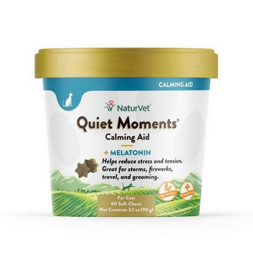 NaturVet, NaturVet Quiet Moments Calming Aid Plus Melatonin Cat Soft Chew, 1 Each / 60 Count