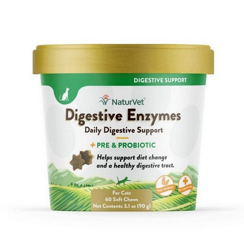 NaturVet, NaturVet Digestive Enzymes + Pre and Probiotic Cat Soft Chews, 1 Each / 60 Count